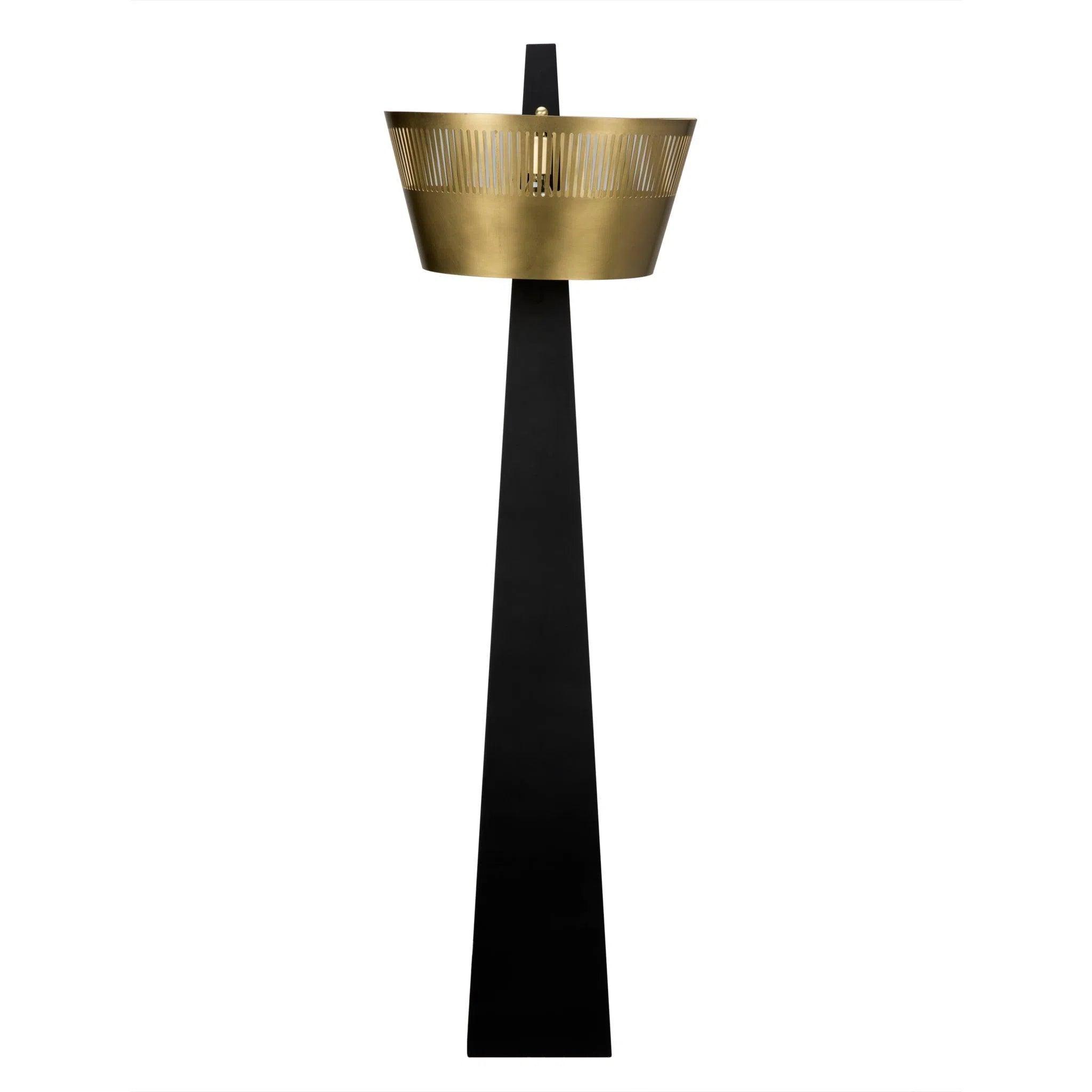 Wood Floor Lamp with Natural Grain for a Warm and Organic FeelClaudius Floor Lamp, Black of Brass Finished Steel