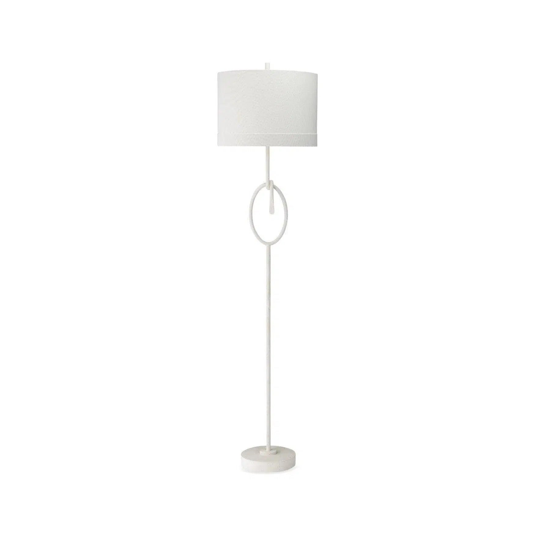 USB Charging Port Floor Lamp for Convenient Device ChargingCoastal Style White Gesso Linen Knot Floor Lamp