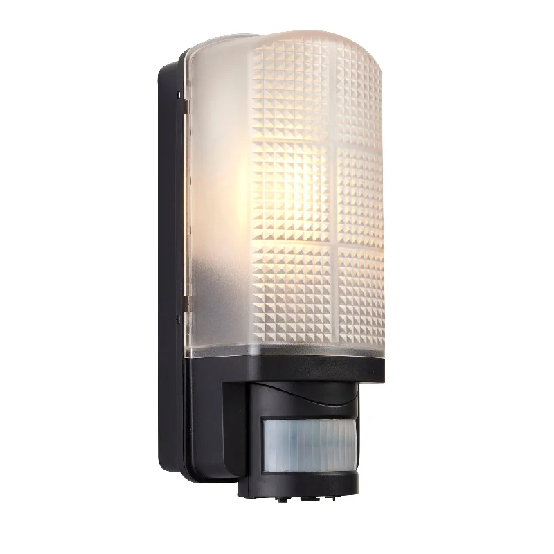 Glass Floor Lamp with Frosted Shades for Soft Diffused LightMotion PIR Sensor Outdoor Black Wall Light IP44 60W