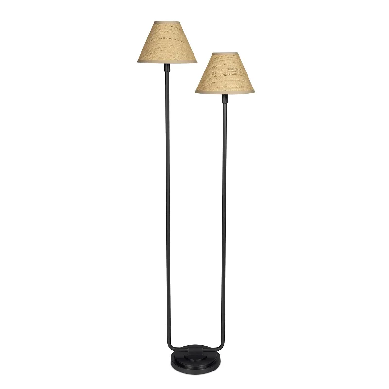 Dimmable Floor Lamp for Adjustable Lighting AmbiancePolly Floor Lamp (Blackened Brass with Rattan Shade)