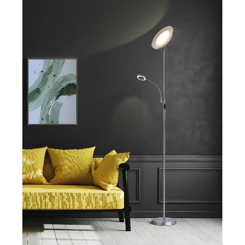 Victorian Style Floor Lamp for Traditional and Elegant InteriorsSlim LED Torchiere Floor Lamp with Reading Light, Remote Satin Nickel - 70