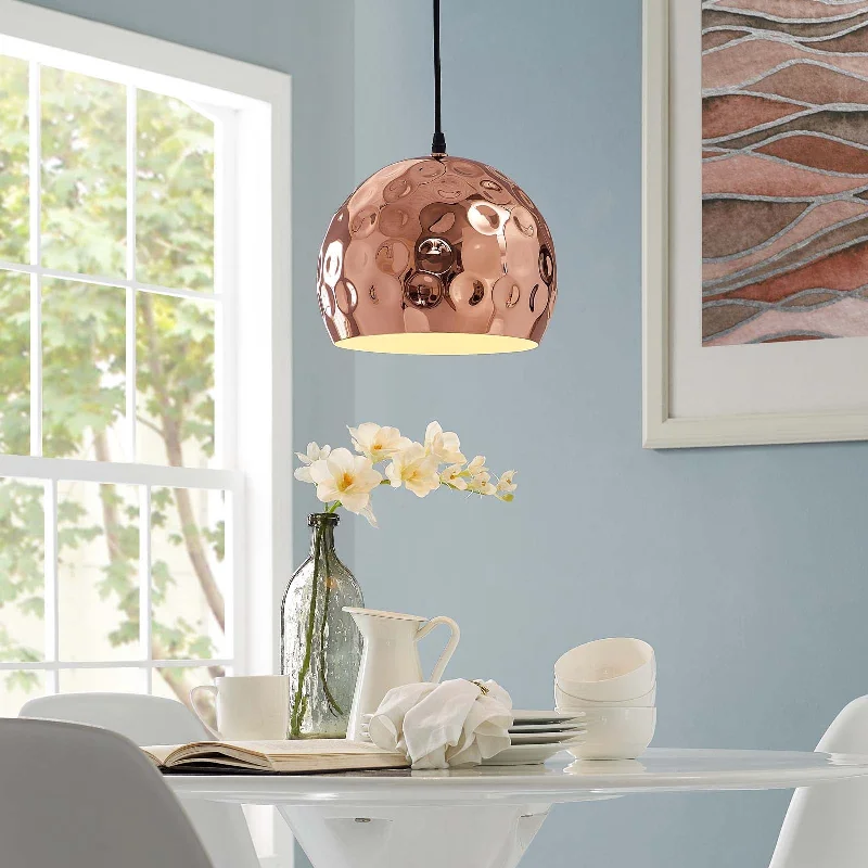 Modern Minimalist Ceiling Lights for Contemporary InteriorsDimple 10" Half-Sphere Rose Gold Pendant Light