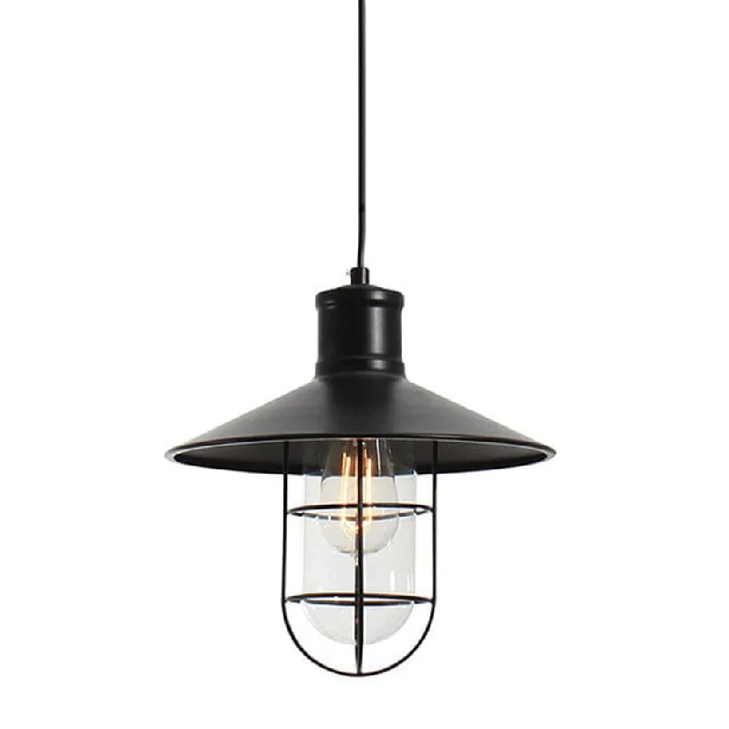 Industrial Style Ceiling Lights with Exposed Bulbs and Metal CagesVibrato Pendant Light Black Metal and Glass